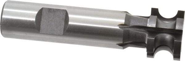 Made in USA - 3/16" Radius, 3/8" Circle Diam, 1" Cutter Diam, 0.635" Cutting Width, Shank Connection, Concave Radius Cutter - 3/4" Shank Diam, 3-1/2" OAL, High Speed Steel, Uncoated, Form Relieved, 6 Teeth, Weldon Flat - Exact Tool & Supply