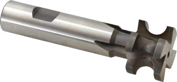 Made in USA - 1/4" Radius, 1/2" Circle Diam, 1-1/4" Diam x 0.822" Wide Cut, High Speed Steel Concave Radius Cutter - 4" OAL, 3/4" Shank Diam, Shank Connection, Uncoated, Form Relieved, 4 Teeth, Weldon Flat - Exact Tool & Supply