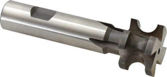 Made in USA - 1/4" Radius, 1/2" Circle Diam, 1-1/4" Diam x 0.822" Wide Cut, High Speed Steel Concave Radius Cutter - 4" OAL, 3/4" Shank Diam, Shank Connection, Uncoated, Form Relieved, 4 Teeth, Weldon Flat - Exact Tool & Supply