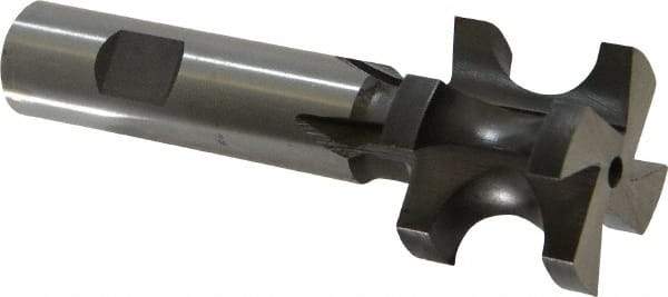 Made in USA - 3/8" Radius, 3/4" Circle Diam, 1-1/2" Diam x 1.197" Wide Cut, High Speed Steel Concave Radius Cutter - 4" OAL, 3/4" Shank Diam, Shank Connection, Uncoated, Form Relieved, 4 Teeth, Weldon Flat - Exact Tool & Supply