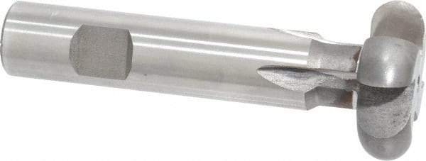 Made in USA - 1/4" Radius, 1/2" Circle Diam, 1-1/2" Cutter Diam, Shank Connection, Convex Radius Cutter - 3/4" Shank Diam, 4" OAL, High Speed Steel, Uncoated, Form Relieved, 4 Teeth, Weldon Flat - Exact Tool & Supply