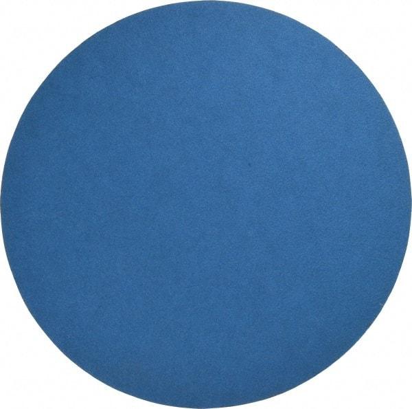 Norton - 10" Diam, 60 Grit Zirconia Alumina Adhesive PSA Disc - Coarse Grade, Blue, Y Weighted Backing, Flexible - Exact Tool & Supply