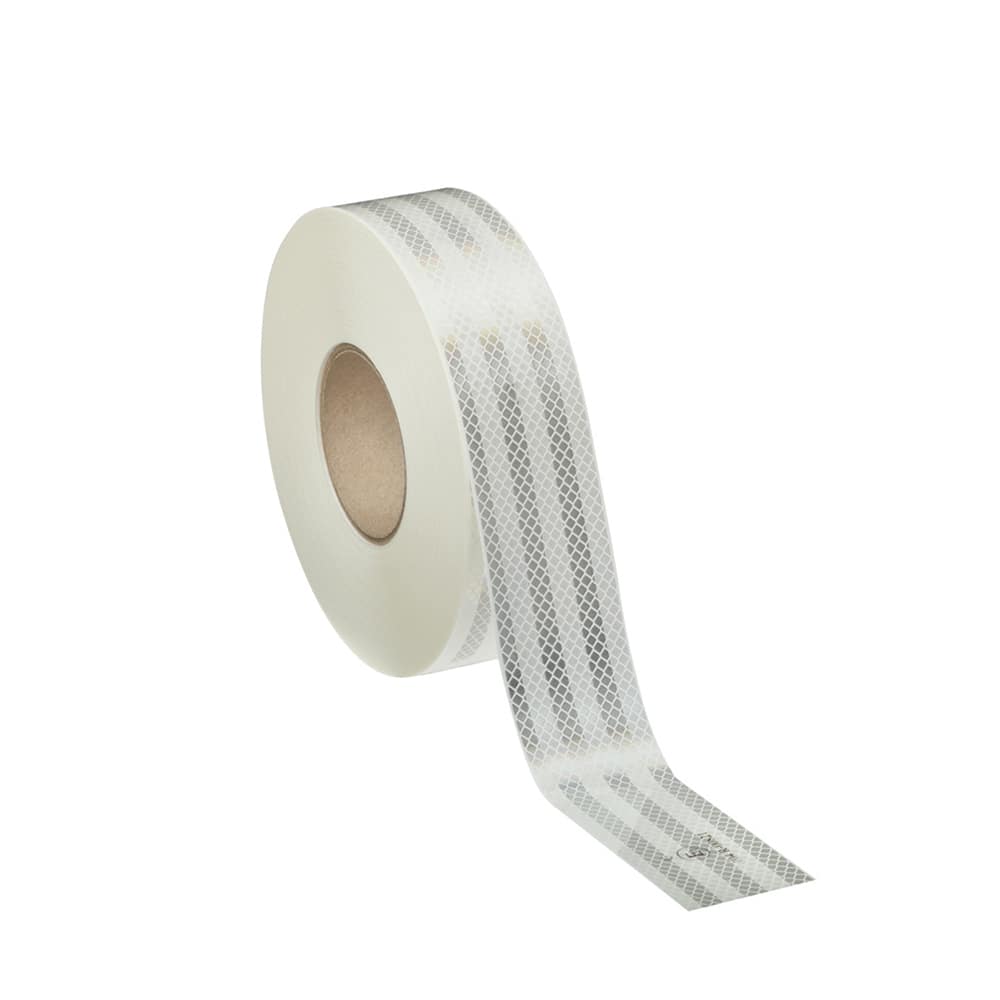 3M - DOT Conspicuity Tape; Color: White ; Tape Material: Pressure Sensitive Adhesive ; Width (Inch): 3 ; Length (Feet): 150 - Exact Tool & Supply