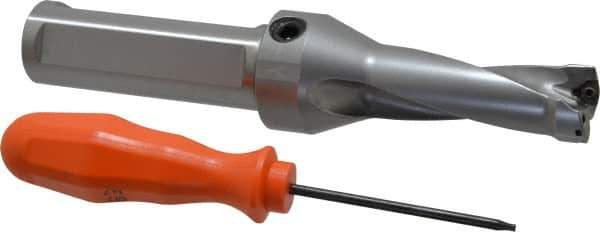 Kennametal - 2.19" Max Drill Depth, 2.5xD, 22.2mm Diam, Indexable Insert Drill - 2 Inserts, 1" Shank Diam, Straight Shank - Exact Tool & Supply