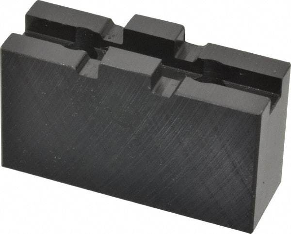 Bison - 5" Chuck Capacity, Tongue & Groove Attachment, Square Soft Lathe Chuck Jaw - 1 Jaw, Steel, 1-1/4" Btw Mount Hole Ctrs, 2-1/2" Long x 7/8" Wide x 1.52" High, 5/16" Groove - Exact Tool & Supply