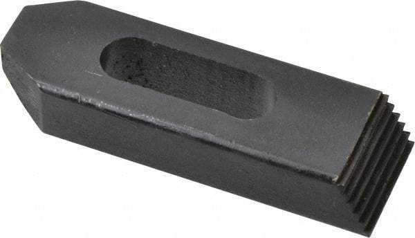 Value Collection - 1/2" Stud, Heat Treated Steel, Plain Strap Clamp - 1-1/2" Travel, 4" OAL x 1-1/4" Wide x 3/4" High, Black Oxide Finish, Tapered Nose - Exact Tool & Supply