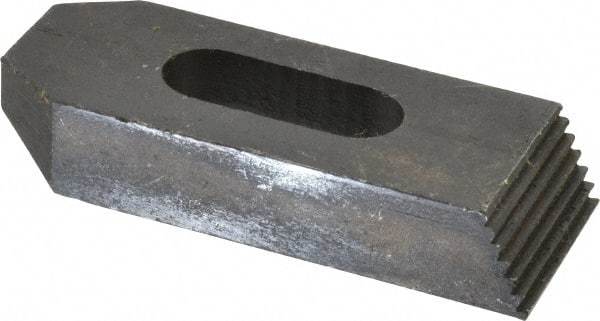 Value Collection - 5/8" Stud, Heat Treated Steel, Plain Strap Clamp - 1.772" Travel, 4" OAL x 1-1/2" Wide x 3/4" High, Black Oxide Finish, Tapered Nose - Exact Tool & Supply