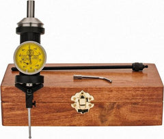 Made in USA - 5 Piece, 0mm to 6.3mm Measuring Range, Yellow Dial Test Indicator Kit - 0.005mm Accuracy, 1/8" Ball Diam, 0.01mm Dial Graduation - Exact Tool & Supply