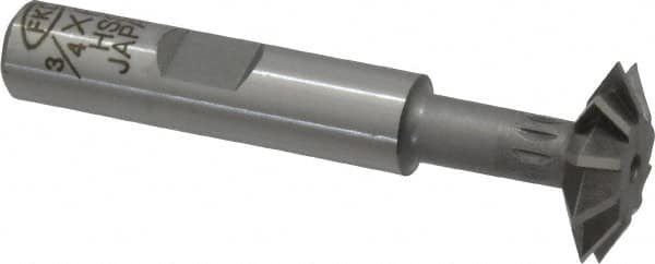 Interstate - 3/4° 3/4" Cut Diam, 3/16" Cut Width, 3/8" Shank, High Speed Steel Double-Angle Cutter - Exact Tool & Supply