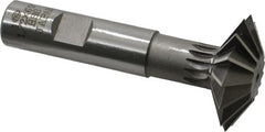 Interstate - 1-1/2° 1-1/2" Cut Diam, 1/2" Cut Width, 5/8" Shank, High Speed Steel Double-Angle Cutter - Exact Tool & Supply