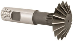 Interstate - 1-7/8° 1-7/8" Cut Diam, 5/8" Cut Width, 3/4" Shank, High Speed Steel Double-Angle Cutter - Exact Tool & Supply