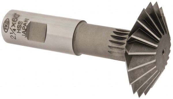 Interstate - 2-1/4° 2-1/4" Cut Diam, 3/4" Cut Width, 7/8" Shank, High Speed Steel Double-Angle Cutter - Exact Tool & Supply