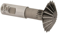 Interstate - 2-1/4° 2-1/4" Cut Diam, 3/4" Cut Width, 7/8" Shank, High Speed Steel Double-Angle Cutter - Exact Tool & Supply