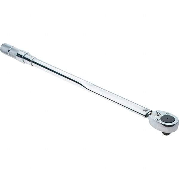 Proto - 3/4" Drive Micrometer Type Ratchet Head Torque Wrench - 142 N/m to 428 N/m Torque, 32-23/32" OAL, 1.7 N/m Graduation, Ratchet Head - Exact Tool & Supply