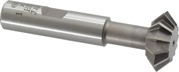 Interstate - 1° 1" Cut Diam, 3/8" Cut Width, 1/2" Shank, High Speed Steel Double-Angle Cutter - Exact Tool & Supply
