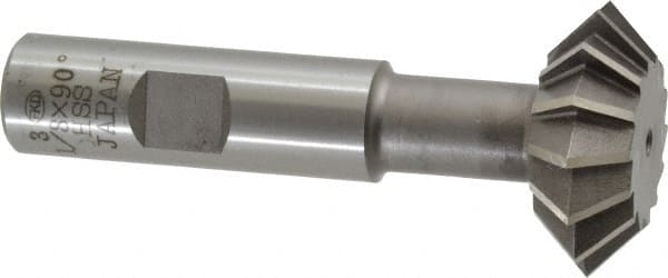 Interstate - 1-3/8° 1-3/8" Cut Diam, 1/2" Cut Width, 5/8" Shank, High Speed Steel Double-Angle Cutter - Exact Tool & Supply