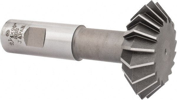Interstate - 2-1/4° 2-1/4" Cut Diam, 3/4" Cut Width, 7/8" Shank, High Speed Steel Double-Angle Cutter - Exact Tool & Supply