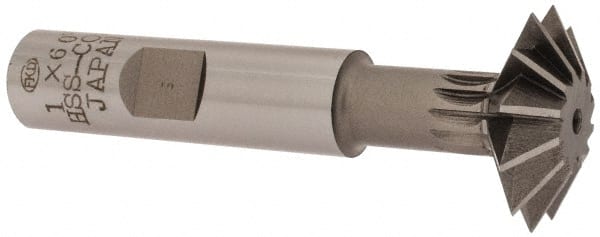 Interstate - 1° 1" Cut Diam, 5/16" Cut Width, 1/2" Shank, Cobalt Double-Angle Cutter - Exact Tool & Supply