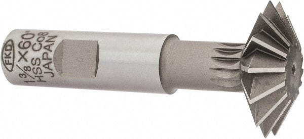 Interstate - 1-3/8° 1-3/8" Cut Diam, 7/16" Cut Width, 5/8" Shank, Cobalt Double-Angle Cutter - Exact Tool & Supply