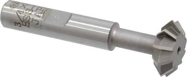 Interstate - 3/4° 3/4" Cut Diam, 1/4" Cut Width, 3/8" Shank, Cobalt Double-Angle Cutter - Exact Tool & Supply