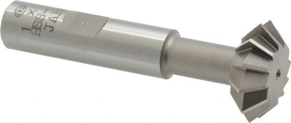 Interstate - 1° 1" Cut Diam, 3/8" Cut Width, 1/2" Shank, Cobalt Double-Angle Cutter - Exact Tool & Supply