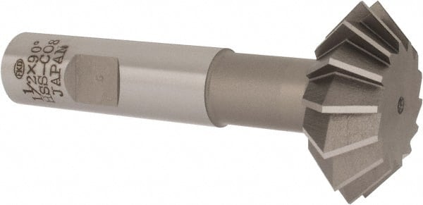 Interstate - 1-1/2° 1-1/2" Cut Diam, 9/16" Cut Width, 5/8" Shank, Cobalt Double-Angle Cutter - Exact Tool & Supply