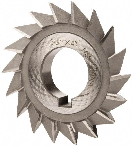 Value Collection - 2-3/4" Diam x 1/2" Width of Cut, 45° Included Angle, Arbor Connection, High Speed Steel Single Angle Cutter - Right Hand Cut, Oxide Finish - Exact Tool & Supply