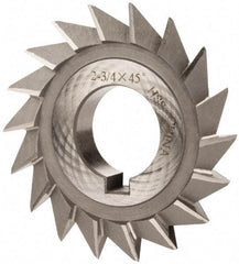 Value Collection - 2-3/4" Diam x 1/2" Width of Cut, 45° Included Angle, Arbor Connection, High Speed Steel Single Angle Cutter - Right Hand Cut, Oxide Finish - Exact Tool & Supply