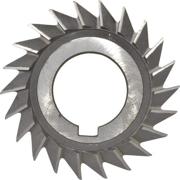 Value Collection - 3" Diam x 1/2" Width of Cut, 45° Included Angle, Arbor Connection, High Speed Steel Single Angle Cutter - Right Hand Cut, Oxide Finish - Exact Tool & Supply