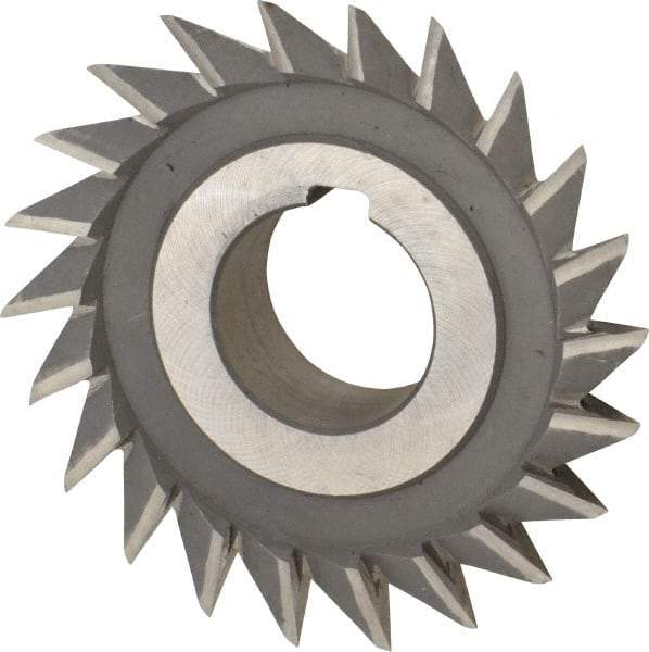 Value Collection - 3" Diam x 3/4" Width of Cut, 45° Included Angle, Arbor Connection, High Speed Steel Single Angle Cutter - Right Hand Cut, Oxide Finish - Exact Tool & Supply