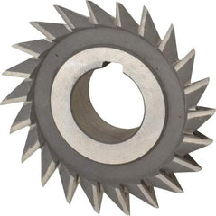Value Collection - 3" Diam x 3/4" Width of Cut, 45° Included Angle, Arbor Connection, High Speed Steel Single Angle Cutter - Right Hand Cut, Oxide Finish - Exact Tool & Supply