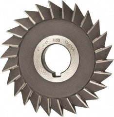 Value Collection - 4" Diam x 1/2" Width of Cut, 45° Included Angle, Arbor Connection, High Speed Steel Single Angle Cutter - Right Hand Cut, Oxide Finish - Exact Tool & Supply