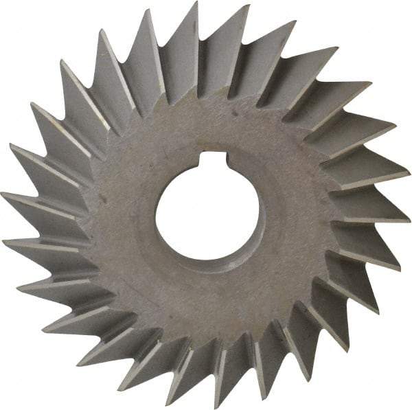 Value Collection - 4" Diam x 3/4" Width of Cut, 45° Included Angle, Arbor Connection, High Speed Steel Single Angle Cutter - Right Hand Cut, Oxide Finish - Exact Tool & Supply