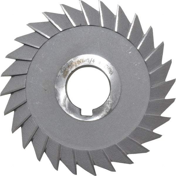 Interstate - 5" Diam x 3/4" Width of Cut, 45° Included Angle, Arbor Connection, High Speed Steel Single Angle Cutter - Right Hand Cut, Oxide Finish - Exact Tool & Supply