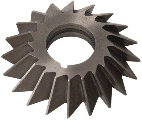 Value Collection - 2-1/2" Diam x 1/2" Width of Cut, 60° Included Angle, Arbor Connection, High Speed Steel Single Angle Cutter - Left Hand Cut, Oxide Finish - Exact Tool & Supply