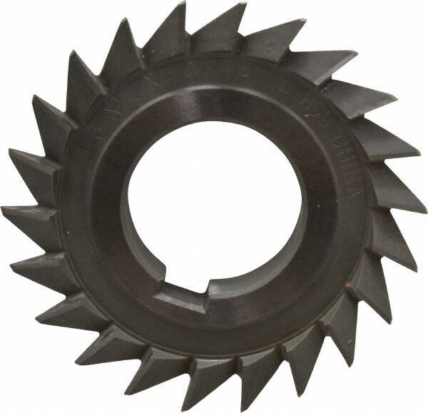 Value Collection - 3" Diam x 1/2" Width of Cut, 45° Included Angle, Arbor Connection, High Speed Steel Single Angle Cutter - Left Hand Cut, Oxide Finish - Exact Tool & Supply