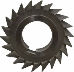 Value Collection - 3" Diam x 1/2" Width of Cut, 45° Included Angle, Arbor Connection, High Speed Steel Single Angle Cutter - Left Hand Cut, Oxide Finish - Exact Tool & Supply
