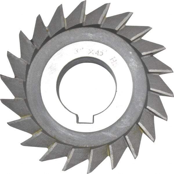 Value Collection - 3" Diam x 5/8" Width of Cut, 45° Included Angle, Arbor Connection, High Speed Steel Single Angle Cutter - Left Hand Cut, Oxide Finish - Exact Tool & Supply