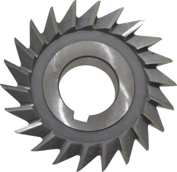 Value Collection - 3" Diam x 3/4" Width of Cut, 45° Included Angle, Arbor Connection, High Speed Steel Single Angle Cutter - Left Hand Cut, Oxide Finish - Exact Tool & Supply