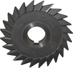 Value Collection - 4" Diam x 1/2" Width of Cut, 45° Included Angle, Arbor Connection, High Speed Steel Single Angle Cutter - Left Hand Cut, Oxide Finish - Exact Tool & Supply