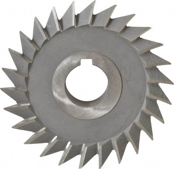 Value Collection - 4" Diam x 3/4" Width of Cut, 45° Included Angle, Arbor Connection, High Speed Steel Single Angle Cutter - Left Hand Cut, Oxide Finish - Exact Tool & Supply