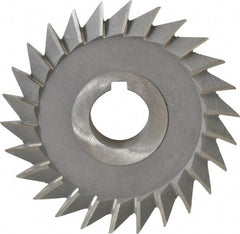 Value Collection - 4" Diam x 3/4" Width of Cut, 45° Included Angle, Arbor Connection, High Speed Steel Single Angle Cutter - Left Hand Cut, Oxide Finish - Exact Tool & Supply