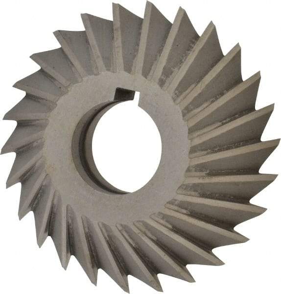 Value Collection - 4" Diam x 1" Width of Cut, 45° Included Angle, Arbor Connection, High Speed Steel Single Angle Cutter - Left Hand Cut, Oxide Finish - Exact Tool & Supply