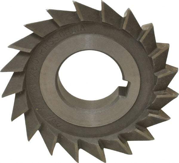 Value Collection - 2-3/4" Diam x 1/2" Width of Cut, 60° Included Angle, Arbor Connection, High Speed Steel Single Angle Cutter - Right Hand Cut, Oxide Finish - Exact Tool & Supply