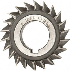 Value Collection - 3" Diam x 1/2" Width of Cut, 60° Included Angle, Arbor Connection, High Speed Steel Single Angle Cutter - Right Hand Cut, Oxide Finish - Exact Tool & Supply