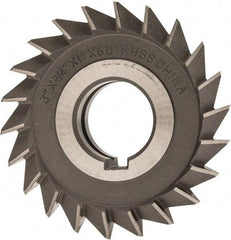 Value Collection - 3" Diam x 3/4" Width of Cut, 60° Included Angle, Arbor Connection, High Speed Steel Single Angle Cutter - Right Hand Cut, Oxide Finish - Exact Tool & Supply