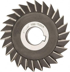 Value Collection - 4" Diam x 1/2" Width of Cut, 60° Included Angle, Arbor Connection, High Speed Steel Single Angle Cutter - Right Hand Cut, Oxide Finish - Exact Tool & Supply