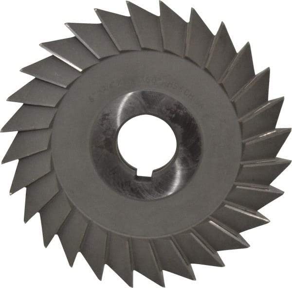 Value Collection - 6" Diam x 3/4" Width of Cut, 60° Included Angle, Arbor Connection, High Speed Steel Single Angle Cutter - Right Hand Cut, Oxide Finish - Exact Tool & Supply