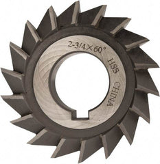 Value Collection - 2-3/4" Diam x 1/2" Width of Cut, 60° Included Angle, Arbor Connection, High Speed Steel Single Angle Cutter - Left Hand Cut, Oxide Finish - Exact Tool & Supply
