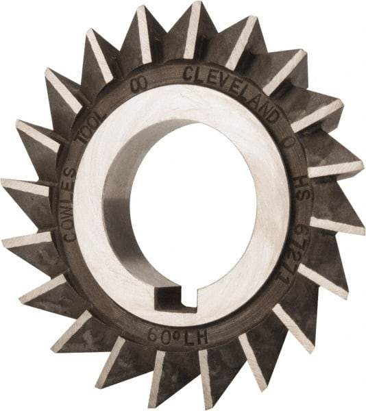 Value Collection - 3" Diam x 1/2" Width of Cut, 60° Included Angle, Arbor Connection, High Speed Steel Single Angle Cutter - Left Hand Cut, Oxide Finish - Exact Tool & Supply